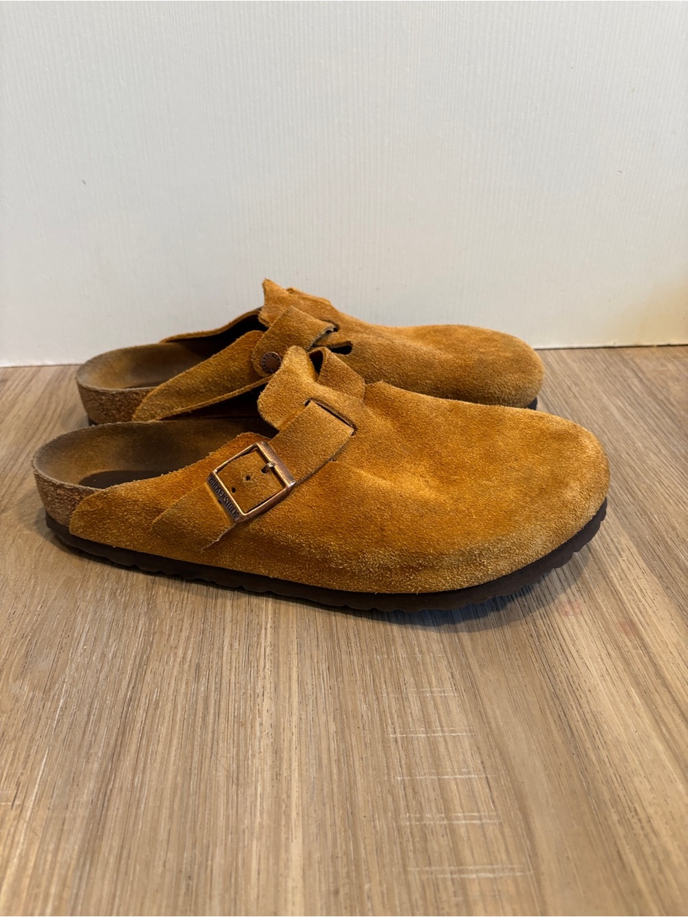 Birkenstock Boston Clog Soft Footbed Suede Leather Brown Men Size 10 43